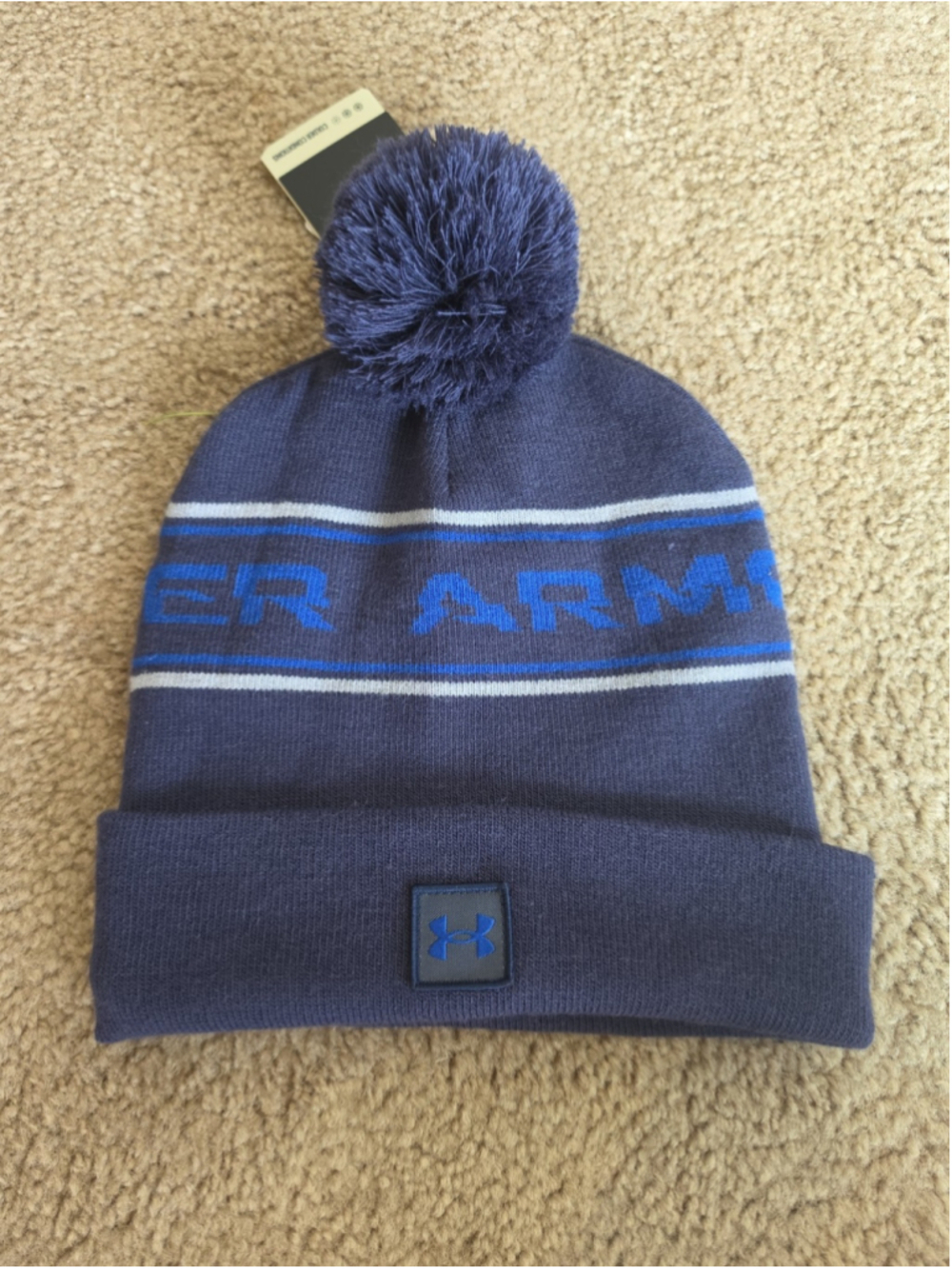 Under Armour Unisex Pom Beanie Hat Dark Blue OSFA